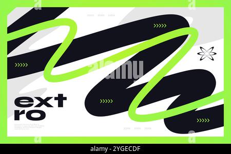 Abstract Modern Vibrant Background with Wavy Shapes in Black and Green Gradient Color Style Stock Vector