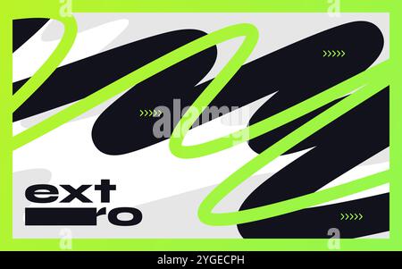 Abstract Modern Vibrant Background with Wavy Shapes in Black and Green Gradient Color Style Stock Vector