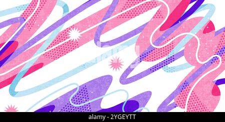 Abstract Colorful Background with Wave Shapes in Pop Art Style Stock Vector