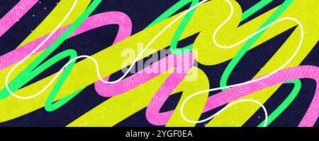 Abstract Background with Colorful Lines and Texture Effects in Pop Art Style Stock Vector