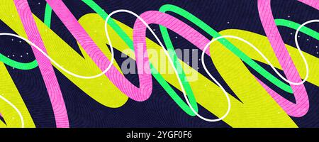 Abstract Background with Colorful Lines and Texture Effects in Pop Art Style Stock Vector