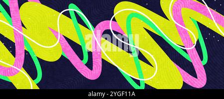 Abstract Background with Colorful Lines and Texture Effects in Pop Art Style Stock Vector