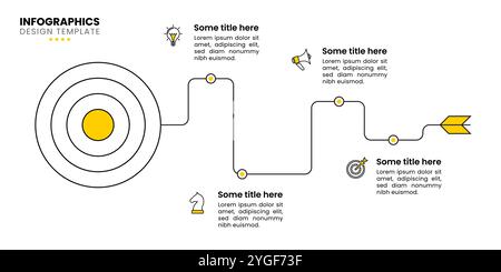 Infographic template with icons and 4 options or steps. Goal. Can be used for workflow layout, diagram, banner, webdesign. Vector illustration Stock Vector