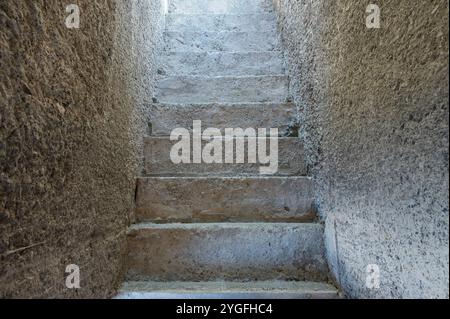 Concrete steps above top view in new building Stock Photo