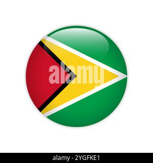 Guyana flag on button Stock Vector