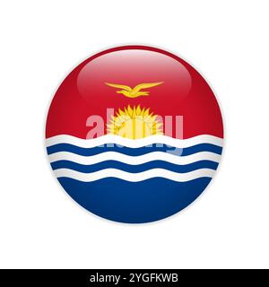 Kiribati flag on button Stock Vector
