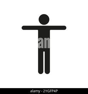 Standing Human Body Silhouette Icon. Man with Outstretched Arms Pose Glyph Symbol. Isolated Vector Illustration Stock Vector