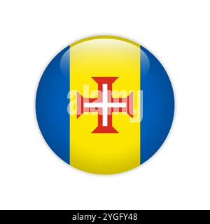 Madeira flag on button Stock Vector