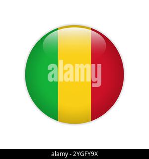 Mali flag on button Stock Vector