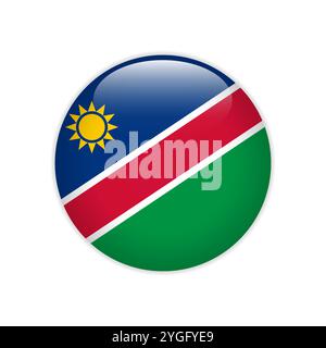Namibia flag on button Stock Vector