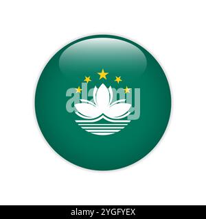 Macau flag on button Stock Vector
