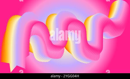 Wavy colorful artwork object the concept of flow and movement background with pink yellow orrange white light purple colors Stock Vector