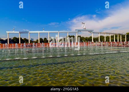 Fountain on Independence Square in Tashkent City Park,  capital city of Uzbekistan. Stock Photo