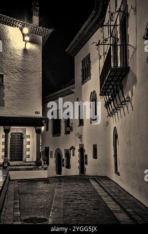 Streets of Sitges by night, Barcelona, Catalonia, Spain. October 2023 Stock Photo