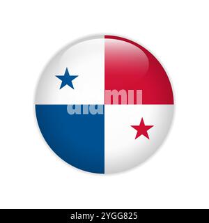 Panama flag on button Stock Vector