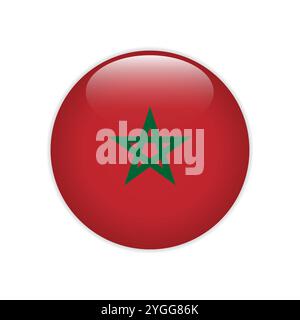 Morocco flag on button Stock Vector