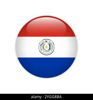 Paraguay flag on button Stock Vector