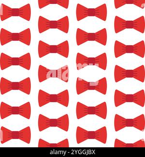 Vector seamless pattern of flat red colored bowtie isolated on white background Stock Vector