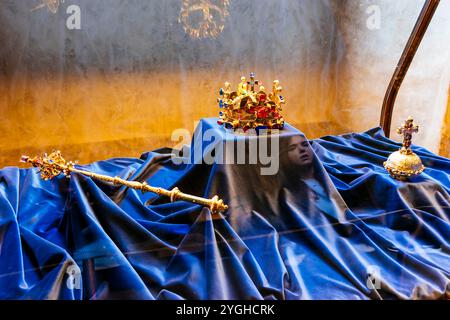 Reproductions of the Bohemian crown jewels. Prague Castle complex. Prague, Czech Republic, Europe Stock Photo