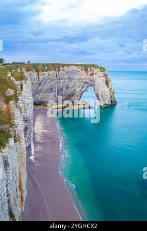 View of the cliffs of Etretat, Octeville sur Mer, Le Havre, Seine ...