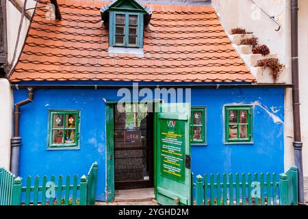 Olga Havel Foundation. Shop of articles made by disabled aldults and children. House No. 19. The Golden Lane, iconic places of Prague Castle. Prague C Stock Photo