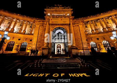 Vienna, Vienna, Austria. 7th Nov, 2024. Light of Hope commemorative event on the occasion of 86 years of the November pogroms this Saturday. Young people commemorate the November pogroms, organised by the Youth Commission of the Jewish Community Vienna. (Credit Image: © Andreas Stroh/ZUMA Press Wire) EDITORIAL USAGE ONLY! Not for Commercial USAGE! Stock Photo