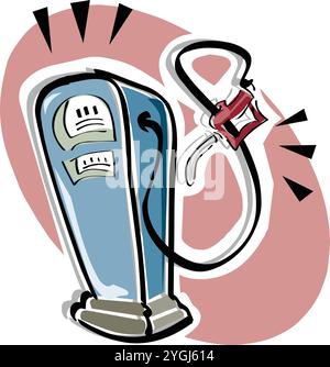 Isometric icon of red fuel dispenser petrol pump on white background vector illustration in cartoon style Stock Vector