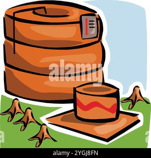 Roll tape flat vector illustration. Cute plastic brown roll sticky adhesive tape cartoon vector illustration for graphic design and decorative element Stock Vector
