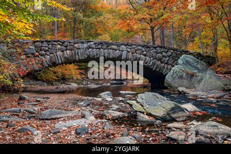 Boulder Bridge, Rock Creek Park, Washington D.C. Stock Photo