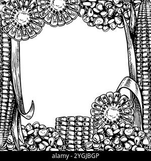 A frame with corn. Vector graphics depicting sliced corn cobs and a ...