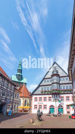 Osterode am Harz, church St.-Aegidien-Marktkirche, Old Town Hall in Harz, Lower Saxony, Germany Stock Photo