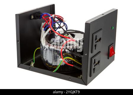 Open Device with Toroidal Power Supply and Wiring Stock Photo