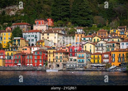 Typical Italian buildings in Varenna on Lake Como, Italy Stock Photo