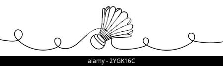 One continuous line illustration of a badminton shuttlecock, isolated on white background. Line art of badminton shuttlecock Stock Vector