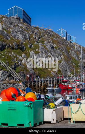 Commercial Port, Nuuk, Sermersooq Municipality, Greenland, Kingdom of Denmark Stock Photo