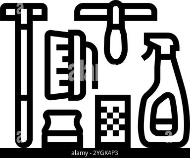 car wash kit accessory line icon vector illustration Stock Vector Image ...