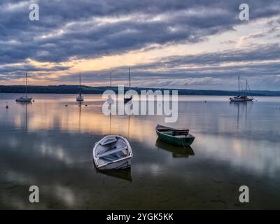 Ammersee west bank in Schondorf at dawn Stock Photo