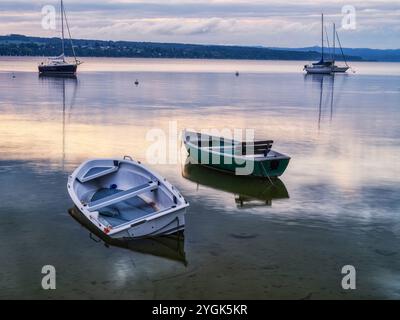 Ammersee west bank in Schondorf at dawn Stock Photo