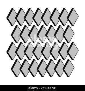 3D diamond icon. Geometric vector shapes. Black and gray rhombus. Repeating pattern. Stock Vector