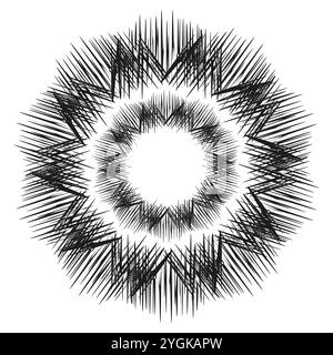 Radial pattern icon. Geometric burst shape. Abstract spiked design. Circular symmetry vector. Stock Vector