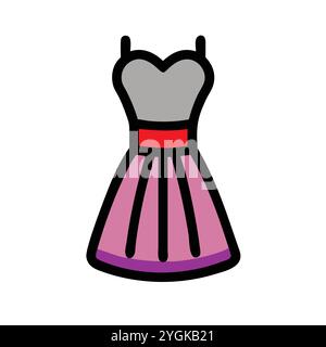 simple vector illustration of a cocktail dress , in a simple and clean style, for business and fashion graphics. clothing flat illustration. Stock Vector