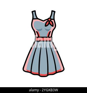 simple vector illustration of a cocktail dress , in a simple and clean style, for business and fashion graphics. clothing flat illustration. Stock Vector