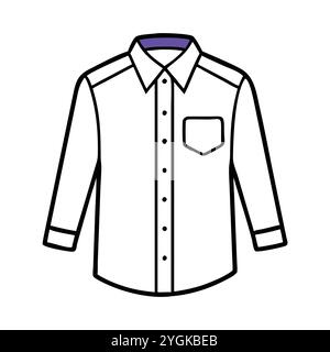 simple vector illustration of a dress shirt , in a simple and clean style, for business and fashion graphics. clothing flat illustration. Stock Vector