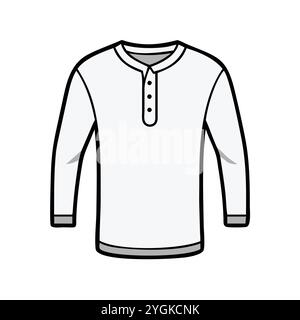 simple vector illustration of a henley shirt , in a simple and clean style, for business and fashion graphics. clothing flat illustration. Stock Vector