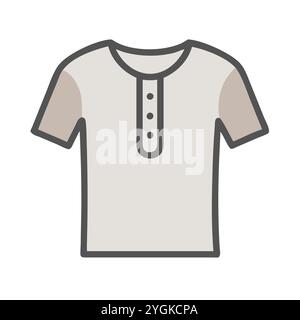 simple vector illustration of a henley shirt , in a simple and clean style, for business and fashion graphics. clothing flat illustration. Stock Vector