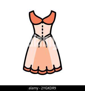 simple vector illustration of a lace dress , in a simple and clean style, for business and fashion graphics. clothing flat illustration. Stock Vector