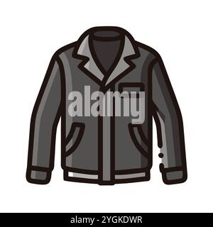 simple vector illustration of a leather jacket , in a simple and clean style, for business and fashion graphics. clothing flat illustration. Stock Vector