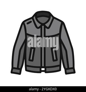simple vector illustration of a leather jacket , in a simple and clean style, for business and fashion graphics. clothing flat illustration. Stock Vector