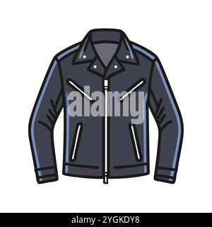 simple vector illustration of a leather jacket , in a simple and clean style, for business and fashion graphics. clothing flat illustration. Stock Vector