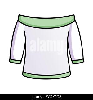 simple vector illustration of a off shoulder top , in a simple and clean style, for business and fashion graphics. clothing flat illustration. Stock Vector